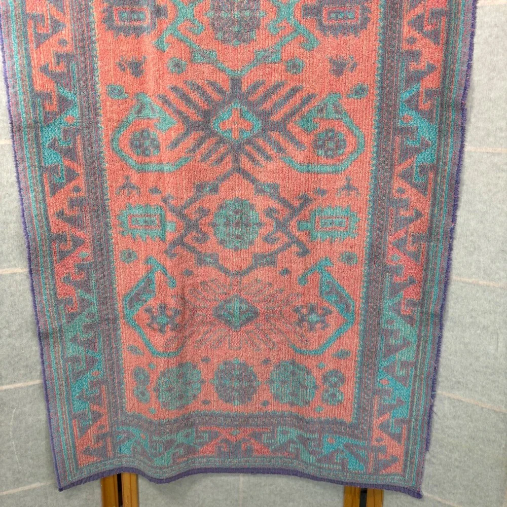 Ralph Lauren Cotton Towel Southwestern Aztec Tribal Purple Teal Pink 48x27 VTG